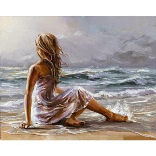 Seaside gift Figure DIY Digital Painting By Numbers Modern Wall Art Oil Painting Christmas Gift Home Decor Big Size
