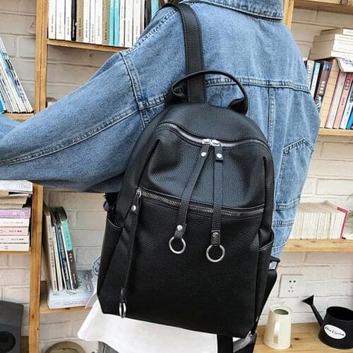 Girls Female School Shoulder Bag Bagpack mochila Women Solid Color Large Capacity Dual Zipper Student Backpack Soft School Bag