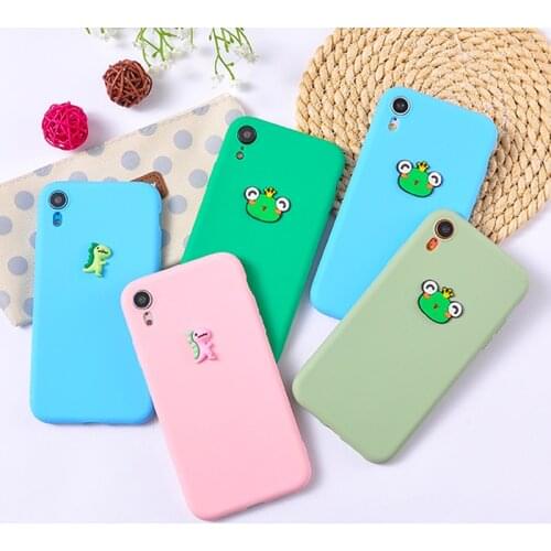 Frog 3D Silicone Case For iPhone 11 Pro XS Max XR Soft TPU Phone Cases For iPhone X 6 6s 7 8 Plus Cover Dinosaur