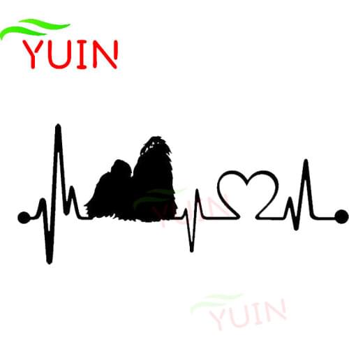 Shih Tzu Heartbeat Lifeline Dog Car Sticker Cute Animal Cars Modeling Decal PVC Body Window Bumper Decoration Waterproof Decals
