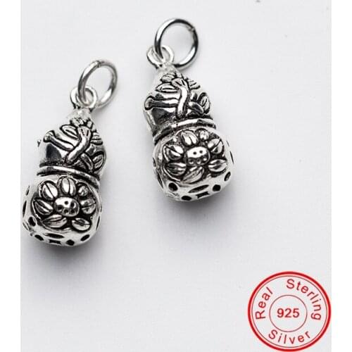 UQBing Vintage Hand Made Lotus Gourd Pendant Charms Fit 925 Sterling Silver DIY Charm Bracelets