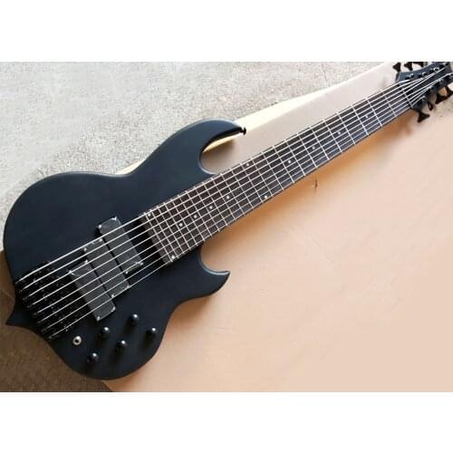In Stock-8 Strings Matte Black Electric Bass with Rosewood Fretboard,24 Frets