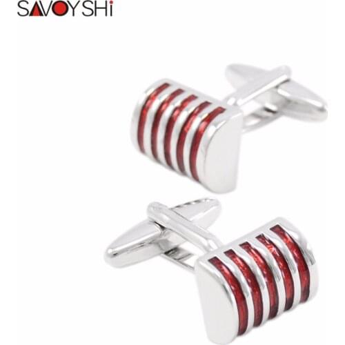 SAVOYSHI Brand Red Enamel Cufflinks for Mens Shirt Cuff buttons High Quality Cuff links Fashion abotoaduras Men Jewelry