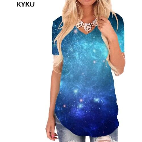 KYKU Dizziness T-shirt women Graffiti V-neck Tshirt Art Tshirts Printed Harajuku Funny T shirts Womens Clothing Hip hop