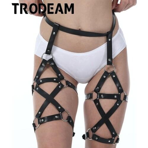 TRODEAM Woman Sexy Lingerie Leg Harness Belt Thigh Bondage Strap Gothic Waist Garters Sexy Costumes Suspender Erotic BDSM Cage