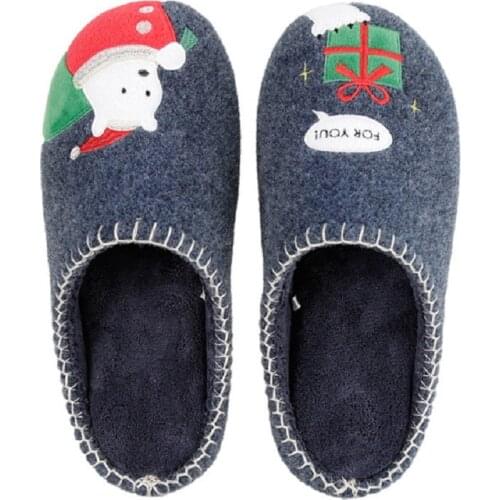 Japanese Style Women Winter Cotton Slippers Christmas Non-Slip Men Women Couples Shoes Flock Indoor Mute Ladies Home Slippers