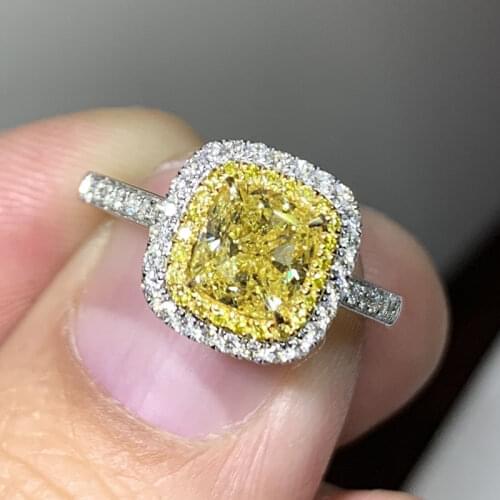 100% 18K 750Au Gold 2ct yellow Moissanite Diamond Ring D color With national certificate MO-00123