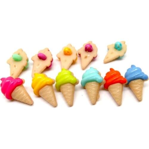 100Pcs Mixed Ice Cream Acrylic Sewing Buttons For Cloth Flatback Cabochon Scrapbooking Crafts Knopf Bouton Decor Diy Accessories