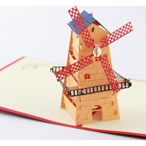 Rotary windmill 3D card manual stereo tourism commemorative card creative hand card stereo card