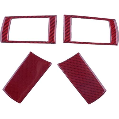 4pcs/Set Carbon Fiber Red Steering Wheel Button Cover Trim Sticker Fit for Dodge Challenger 2010 2009 2008