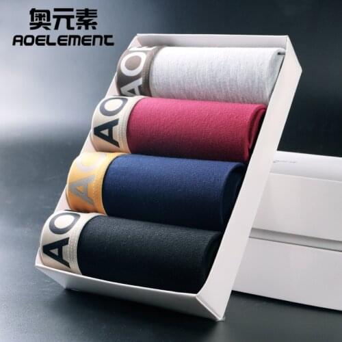 4pcs boxers short fashion youth breathable boxer shorts modal mens mid-waist underwear sexy U-convex boxers cotton