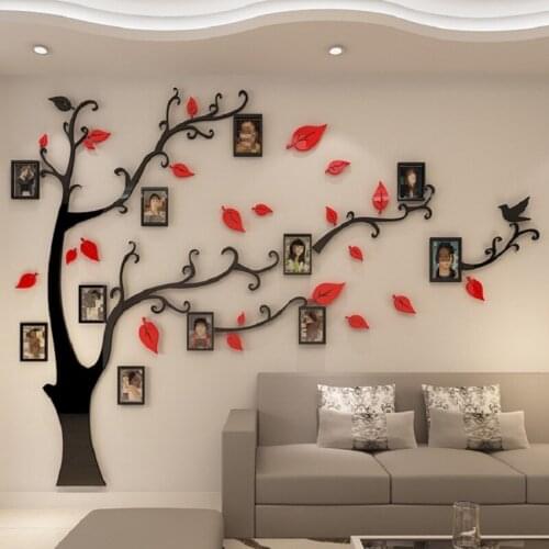 3D Acrylic Tree Photo Frame Wall Stickers Crystal Mirror Stickers Paste On TV Background Wall DIY Family Photo Frame Wall Decor