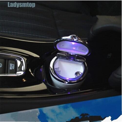 Ladysmtop Car Ashtray with LED Blue Light Case For Honda Crosstour FIT Jazz CRV URV Accord Odeysey City Civic JADE Crider