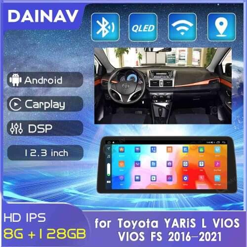 Car Radio 2Din Android 12.3 inch for Toyota YARiS L VIOS VIOS FS 2016-2021 Car Stereo Autoradio Auto Audio GPS Navigation