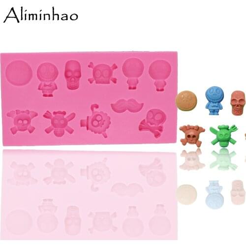 B0185 Halloween skull shape for cake dessert Sugarcraft Silicone mould chocolate fondant cake decorating tools