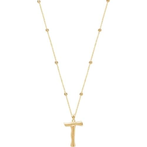 Large Bamboo Silver Letter Gold- T