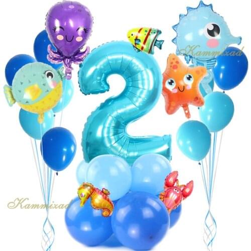 Large Octopus Seahorse Fish Foil Balloon Birthday Party number ballon Theme Party Decorations Baby Shower Ball