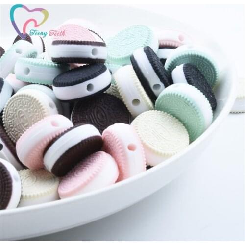 5 PCS Silicone Beads Mini Biscuit Food Grade Silicone Pacifier Chain Accessories Baby Teething Toys Nursing Necklace Making
