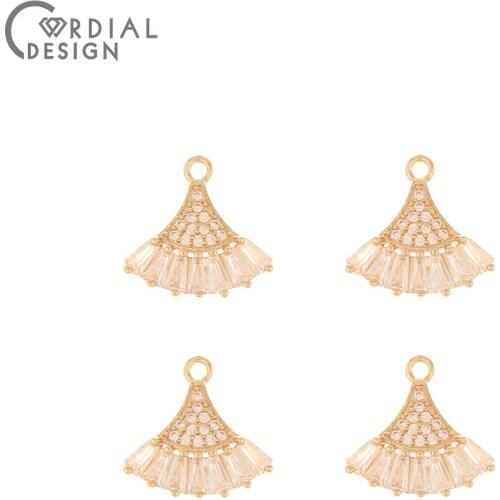 Cordial Design 40Pcs 16*16MM Jewelry Accessories/Pendant For Necklace/Hand Made/Earring Findings/Sector Shape/DIY Part/CZ Charms