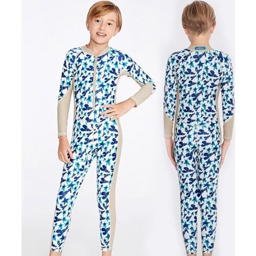 Children Swimsuit One Piece Beach Sun Protection Rash Guard Boys Swimwear With Sleeves Kids Swimming Surf Long Sleeve Swimsuit