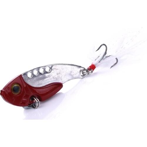 HEGNJIA 1pcs 5.5cm/11g metal vib fishing lures with feather tail bait wobbler isca pesca fishing tackle