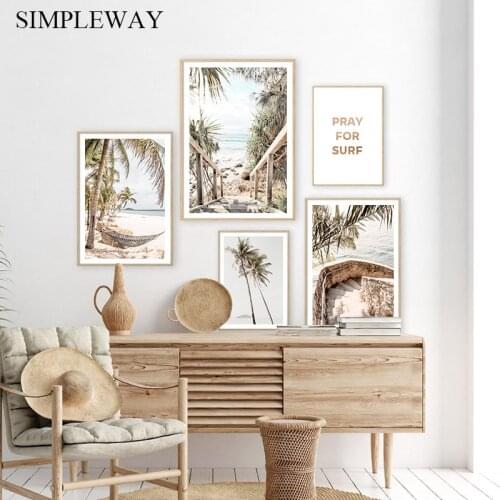 Tropical Palm Tree Canvas Poster Sea Beach Travel Wall Art Print Summer Landscape Painting Modern Home Room Decoration Picture