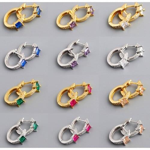 INZATT Real 925 Sterling Silver Zircon Round Hoop Earrings For Charming Women Minimalist Fine Jewelry Accessories Bohemian Gift