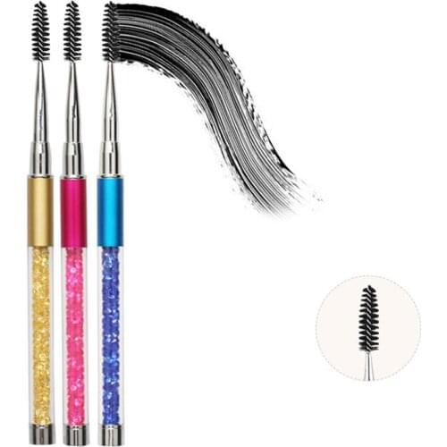 1PCS Women Eyelash Mascara Brush Flexible Head Eyebrow Brush Wands Applicator Diamond Decoration Makeup Brush with Cap