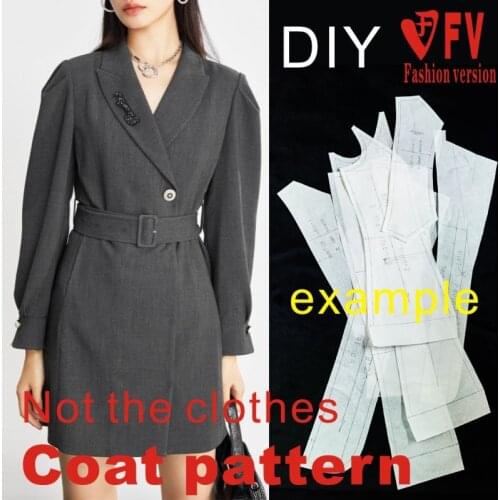 Ladies Temperament Suit Overcoat Windbreaker Pattern 1:1 Garment Sewing Structure Design Drawing BFY-337