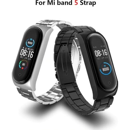 Metal Stainless Steel For Mi Band 5 Bracelet Smart Watch Strap Replaceable For Xiaomi Mi Band 5 Strap Bracelet Sport Wristband