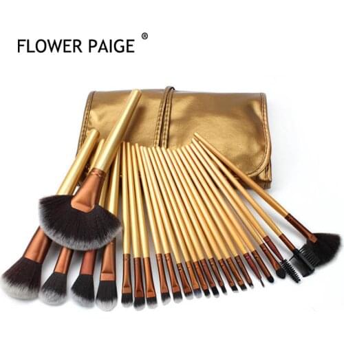 FLOWER PAIGE 24pcs Set Gold shape Makeup Brushes Cosmetic Face Foundation Powder Eyeshadow Professional Makeup Brush Kit Maquiag