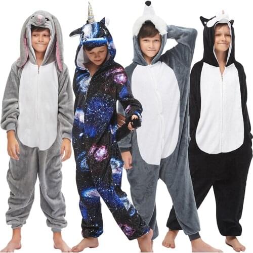 Kigurumi Unicorn Pajamas For Kids Sleepwear Baby Animal Onesie Pyjamas Winter Girl Boys Anime Jumpsuit Childrens Clothes Pijama