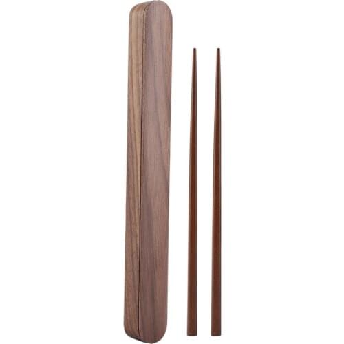 Portable Eco-friendly Natural Bamboo Wood Wooden Reusable Chopsticks Sushi Food Stick Chopsticks Storage Case Box Set Home