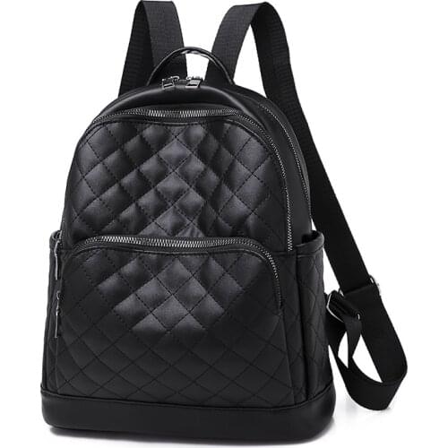 2019 winter Black White Pu leather Casual backpack womens bag leisure fashion multi-function backpack travel small Daypacks