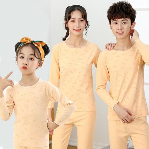Family Pajamas Set Autumn Thermal Underwear Printed Homewear Family Matching Outfits Children Sleepwear Kids Boys Girls Pyjamas