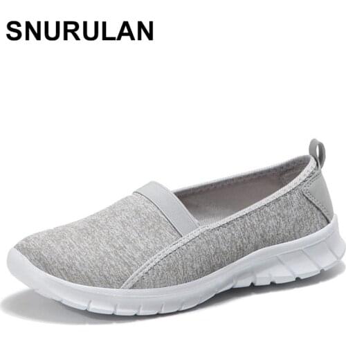 SNURULAN2020 autumn women sneakers shoes women breathable mesh shoes ballerinas ladies lace-up shoes moccasins shoes big size