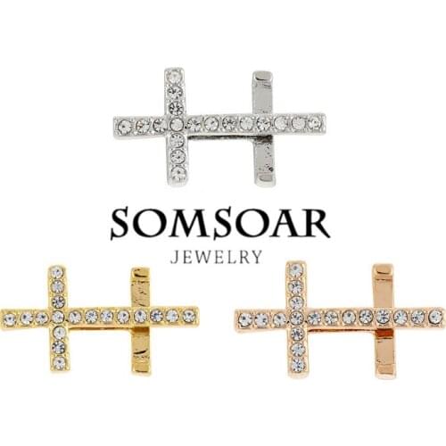 Somsoar jewelry Cross DIY Charms Fit For DIY handmade Craft Leather Wrappable Bracelet 10pcs/lot