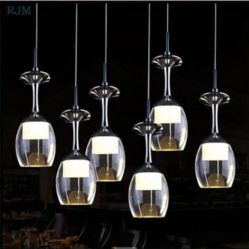 Modern Crystal Pendant Lights Goblet Glass Hanglamp Kitchen LED Light Fixture Christmas Decorations for Home Dining Room Lights