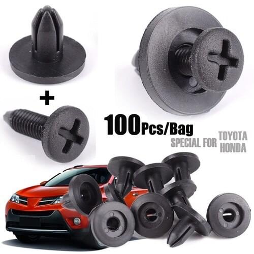 100Pcs Universal Door Panels Plastic Retainer Fastener Bumper Clips Fender Liner