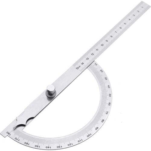180 Degree Rotary Stainless Steel Protractor Semicircular Adjustable Protractor Angle Finder Ruler Mathematics Measuring Tools