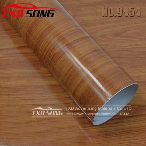 Premium Quality Glossy WOOD PVC VINYL FILM GLOSSY WOOD GRAIN STICKER FOR CAR INTERIOR DECORATION 10/20/30/40/50/60x152CM/LOT
