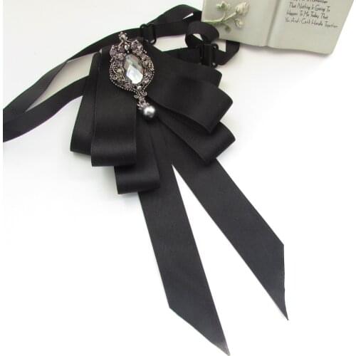 I-Remiel Fashion Ribbon Rhinestone Women Bow Tie British Style Blouse Ladies' Suit Neckline Decoratio Shirt Collar Accessories