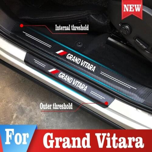 Car Door Sill Threshold Protector Stickers For Suzuki Grand Vitara Scuff Plate Guard Pedal Cover Car Tuning Styling Accessories