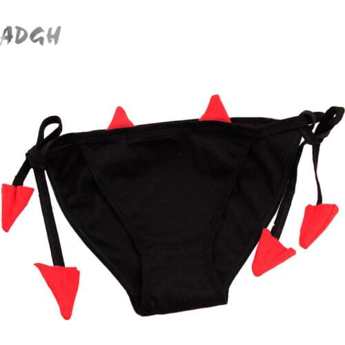Cute Lolita Lady Underwear for Girl Devil Cosplay Black Tie Beriefs Japan School Sexy and Funny Panties briefs thong