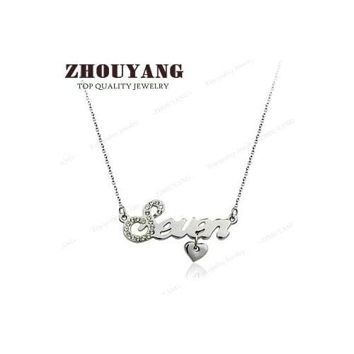 ZHOUYANG ZYN077 Fashion Seven Love Silver Color Necklace Pendant Jewelry Made with Austria Crystal