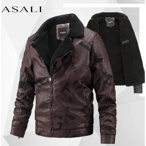 2021 Winter Mens Thicken Warm Jacket Mens Plush Motorcycle Leather Jackets Brand New Fashion Trend Pu Jacket Jaqueta Feminina