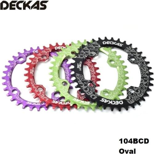 Deckas Oval Narrow Wide Chainring 104BCD 32T 34T 36T 38T Mountain Bike Chainring Multi-color Crankset Single Tooth plate Parts