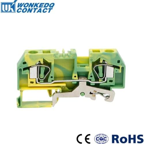 10Pcs 282-907 Connector DIN Mount Ground Spring Cage Connection Terminal Blocks 2 Conductor through