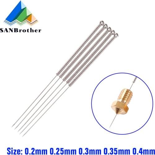 10pcs 3D Printer stainless steel nozzle cleaning needle drill bit 0.2mm0.25mm0.3mm0.35mm0.4mm reprap ultimake for CR10 Ender 3