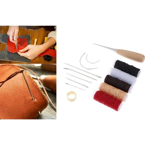 14Pcs Leather Craft Tool Waxed Thread Cord Sewing Needles Shoe Repair Kit Tool